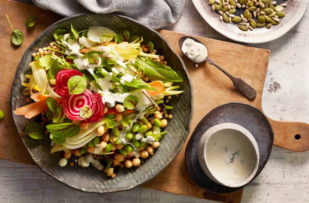 Israeli Couscous Salad Bowl with Orange Basil Yoghurt Jalna Yoghurt